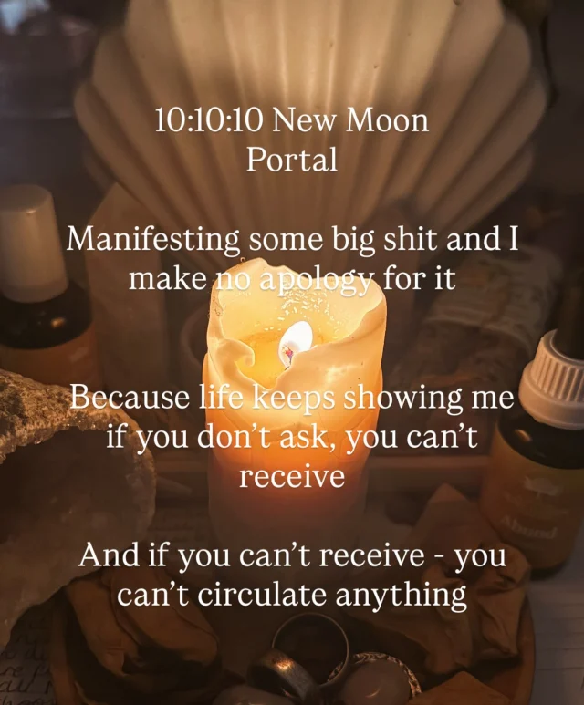 10:10:10 New Moon manifesting. BIG shit is being called in & I make no apology for it ⚡️
Life keeps showing me that if you don’t ask you don’t receive. And if you can’t receive, you can’t circulate, or support, or pass anything on.
And right now I’m deeply grateful to be receiving incredible support, love & opportunities so I can create and CIRCULATE big ass support, resources & opportunities to those who are here to break cycles, create change, lead boldly, be edge-walking creatrixes, visionaries & healers.
Together we rise, we roar, we birth the modern matriarchy and we do it through our world leading magick and wild feminine power - because we heal in community. 
We create more shared resources, together.
And we create a sacred, safe and sovereign world for all, when we come together.
But we can’t birth this healed planet if we wobble in claiming our role. If we doubt the world needs our medicine. If we don’t sing our message from the temple gates. 
And so, The Temple of the Wild Feminine is seeding BIG magick. 
As ‘Pollinator of Wild Flowers’ (my soul role) I’m calling the wild and wise women home to the Temple to activate your deepest medicine, your biggest vision, and to grow your sacred business that sustains and circulates your impact x 10.
If you know you’re here to serve the birthing of the modern matriarchy through your sacred service - and yet there’s a witch wound keeping you small… or a huge vision you don’t believe you can claim… or a stage you haven’t admitted you want to sing your soul song from… 
The hive is calling you home. 
It’s time to go bigger than you dared before.
It’s time to get out of your own way.
Pop a ⚡️ in the comments if your soul knows it too
Cx